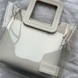 STAUD White and Clear Tote Bag